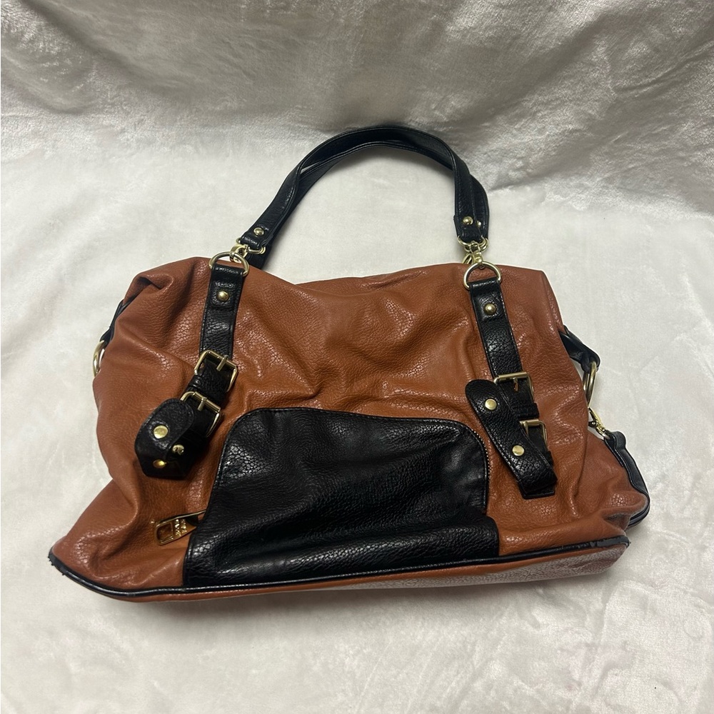 Steve Madden brown black large tote satchel shoulder bag purse